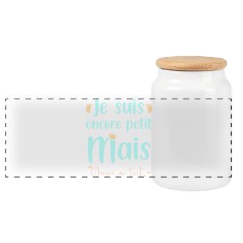 Je suis peut être petit mais maman me tient - Boîte à biscuits avec couvercle en bois - blanc - Devant