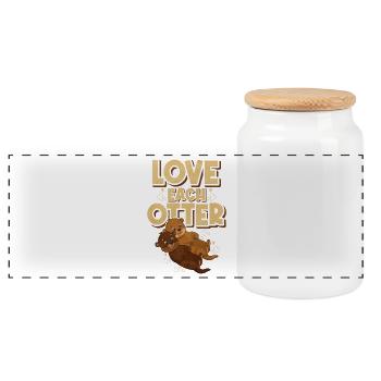 Love Each Otter – Cute Otter Couple - Panorama Keksdose mit Holzdeckel - Weiß - Vorne