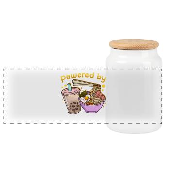 Bubble Tea Boba Ramen Kawaii - Panorama Keksdose mit Holzdeckel - Weiß - Vorne