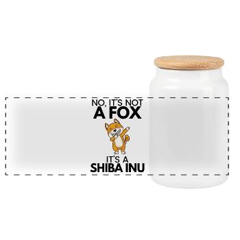 Cadeau de propriétaire de chien Shiba Inu - Boîte à biscuits avec couvercle en bois - blanc - Devant