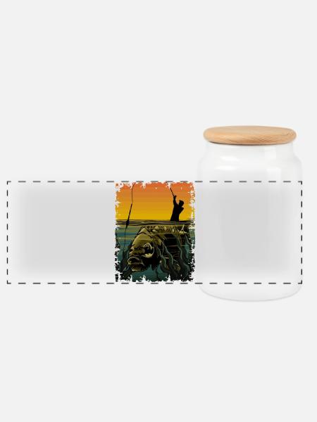 Karpfenfischen-Design Schwimmerfischen Angler Geschenk - Panorama Keksdose mit Holzdeckel - Weiß