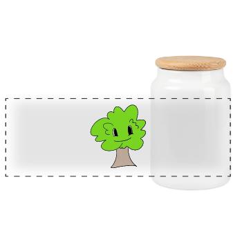 Arbre - Boîte à biscuits avec couvercle en bois - blanc - Devant