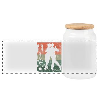 Tango Argentino Retro Vintage Tango Vals Dance - Panoramic Cookie Jar with Wooden Lid - white - Front