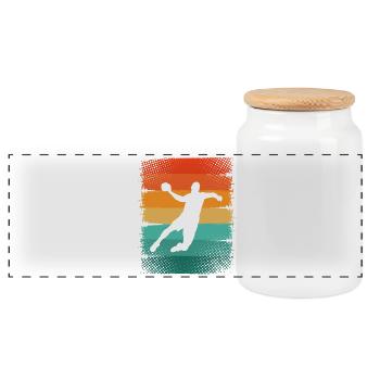 Handball - Boîte à biscuits avec couvercle en bois - blanc - Devant