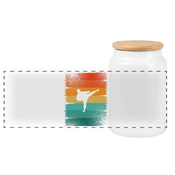 Karaté - Boîte à biscuits avec couvercle en bois - blanc - Devant
