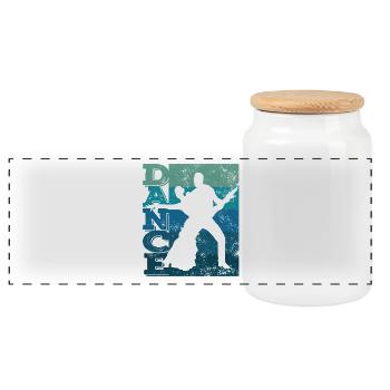 Latin American Dance Couple Vintage - Panoramic Cookie Jar with Wooden Lid - white - Front