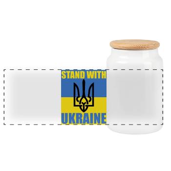 Stand With Ukraine Flag Trident Support Jersey - Panoramic Cookie Jar with Wooden Lid - white - Front