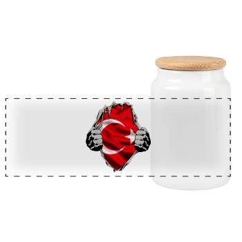 Turkey - Panoramic Cookie Jar with Wooden Lid - white - Front