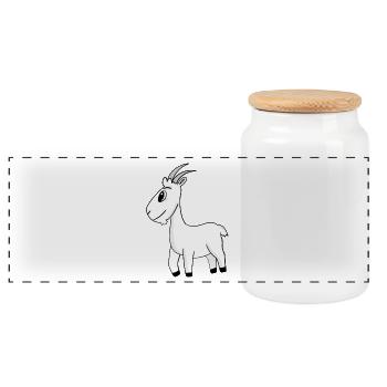 Bouc de chèvre - Boîte à biscuits avec couvercle en bois - blanc - Devant