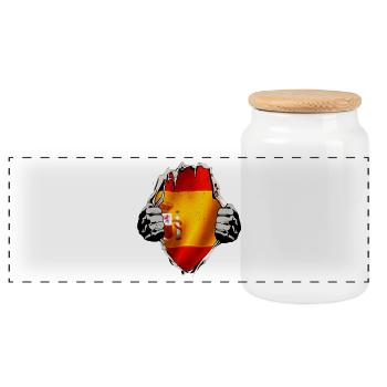 Espagne - Drapeau espagnol sous le maillot - Boîte à biscuits avec couvercle en bois - blanc - Devant