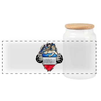 Rostock under the shirt - Panoramic Cookie Jar with Wooden Lid - white - Front
