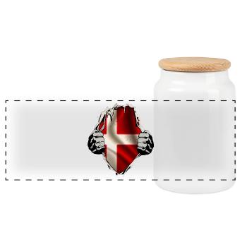 Denmark under the shirt - Panoramic Cookie Jar with Wooden Lid - white - Front