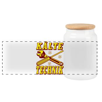 Kälte Technik Retro Design - Panorama Keksdose mit Holzdeckel - Weiß - Vorne