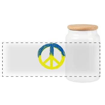 Peace for Ukraine - Panoramic Cookie Jar with Wooden Lid - white - Front