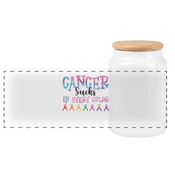 Cancer Awareness Cancer sucks in every color - Panorama Keksdose mit Holzdeckel - Weiß - Vorne