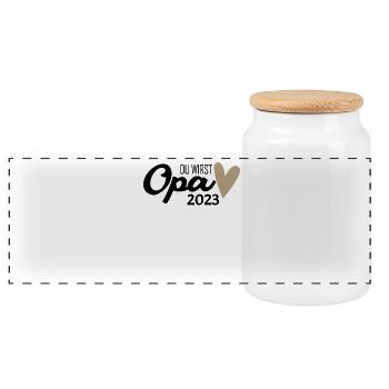 Opa 2023 - Opa werden - Bald Opa - Panorama Keksdose mit Holzdeckel - Weiß - Vorne