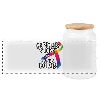 Cancer Awareness Cancer sucks in every color - Panorama Keksdose mit Holzdeckel - Weiß - Vorne