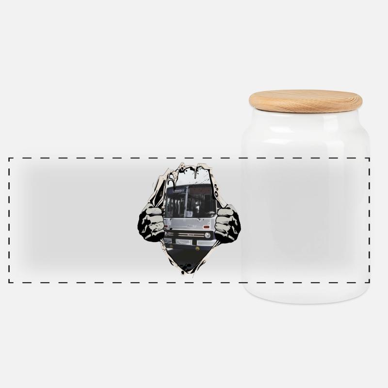 Ikarus Bus - Panorama Keksdose mit Holzdeckel - Weiß