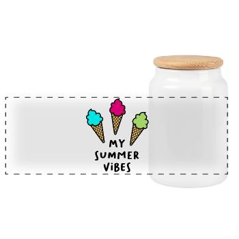 Summer Vibes Eis Quote Sommer Urlaub cool Fun - Panorama Keksdose mit Holzdeckel - Weiß - Vorne