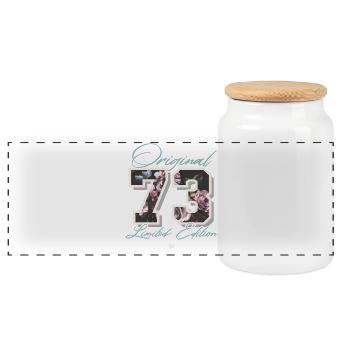 1973 Année de naissance Anniversaire Fleurs - Boîte à biscuits avec couvercle en bois - blanc - Devant