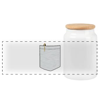 Poche poitrine avec stylo à bille - Boîte à biscuits avec couvercle en bois - blanc - Devant