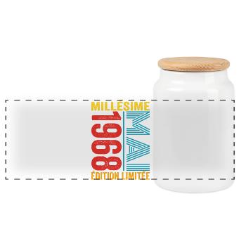 Millésime Mai 1968 54e anniversaire 54 ans - Boîte à biscuits avec couvercle en bois - blanc - Devant