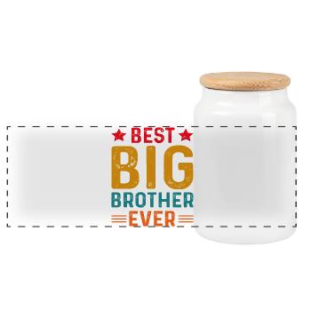 Best Big Brother Ever - Panoramic Cookie Jar with Wooden Lid - white - Front
