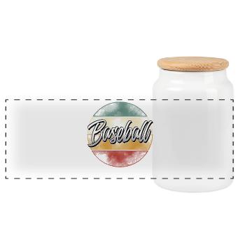Baseball - Panoramic Cookie Jar with Wooden Lid - white - Front
