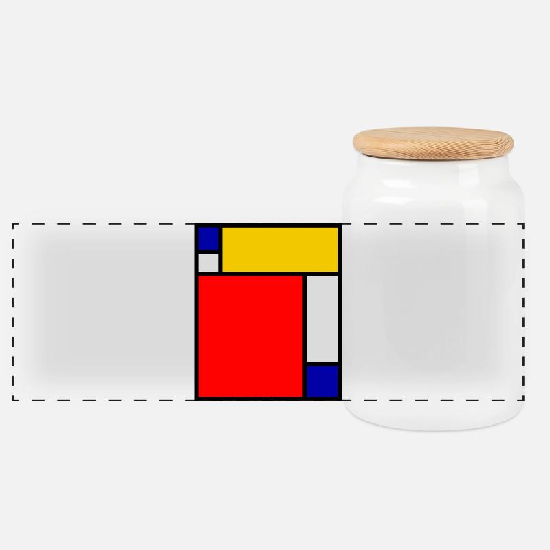 Mondrian 4 - Panorama Keksdose mit Holzdeckel - Weiß