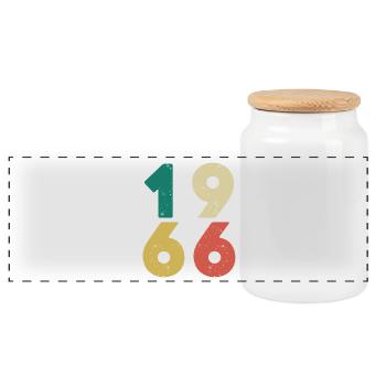 1966 - Millésime 1966 Rétro Vintage - Boîte à biscuits avec couvercle en bois - blanc - Devant