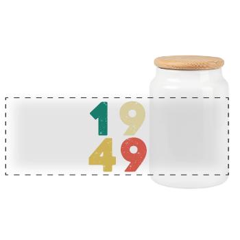 Jahrgang 1949 Rétro Vintage - Boîte à biscuits avec couvercle en bois - blanc - Devant