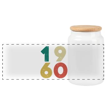 1960 - Millésime 1960 Rétro Vintage - Boîte à biscuits avec couvercle en bois - blanc - Devant