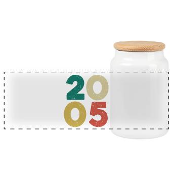 2005 - Millésime 2005 Rétro Vintage - Boîte à biscuits avec couvercle en bois - blanc - Devant