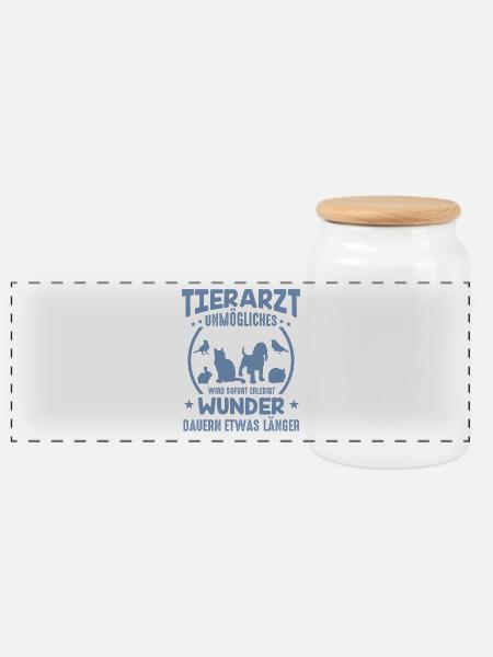 Tierarzt Sprüche Unmögliches - Panorama Keksdose mit Holzdeckel - Weiß