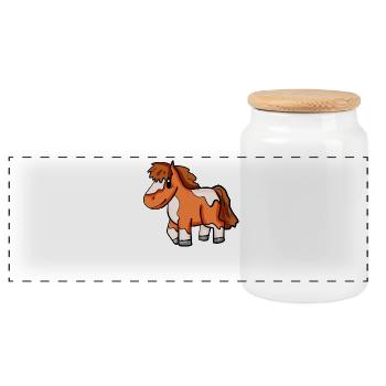 Cheval poney Shetland - Boîte à biscuits avec couvercle en bois - blanc - Devant