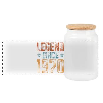 1970 Naissance Année de naissance Anniversaire - Boîte à biscuits avec couvercle en bois - blanc - Devant