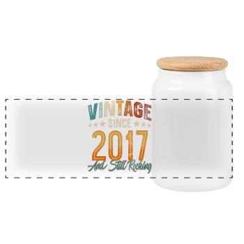 2017 Geburtsjahr Geburtstag Baujahr Vintage - Panorama Keksdose mit Holzdeckel - Weiß - Vorne