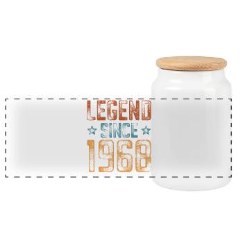 1968 Born Year of birth Birthday - Panoramic Cookie Jar with Wooden Lid - white - Front