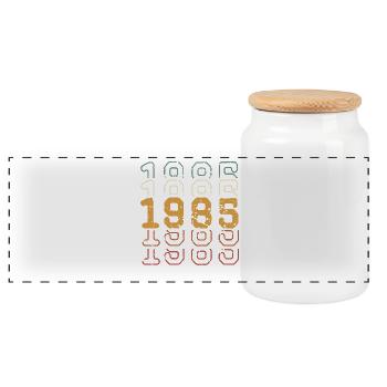 1985 - Panorama Keksdose mit Holzdeckel - Weiß - Vorne