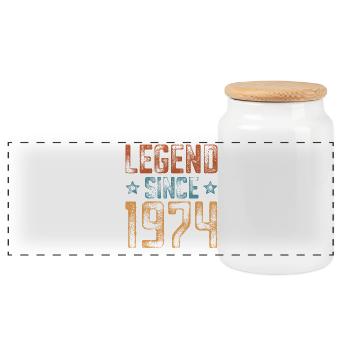 1974 Naissance Année de naissance Anniversaire - Boîte à biscuits avec couvercle en bois - blanc - Devant
