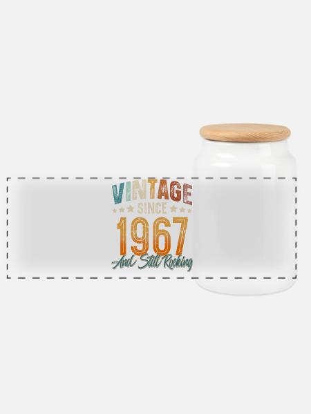 1967 Geburtsjahr Geburtstag Baujahr Vintage - Panorama Keksdose mit Holzdeckel - Weiß