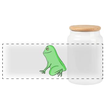 Grenouille - Boîte à biscuits avec couvercle en bois - blanc - Devant