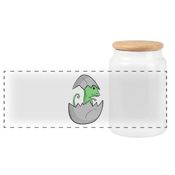 Bébé caméléon - Boîte à biscuits avec couvercle en bois - blanc - Devant