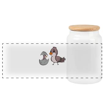 Moineau domestique avec bébé moineau domestique - Boîte à biscuits avec couvercle en bois - blanc - Devant