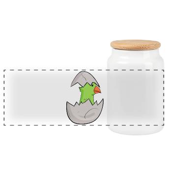 Bébé perroquet - Boîte à biscuits avec couvercle en bois - blanc - Devant