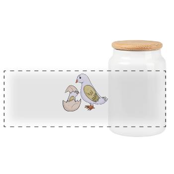 Pigeon avec bébé pigeon - Boîte à biscuits avec couvercle en bois - blanc - Devant