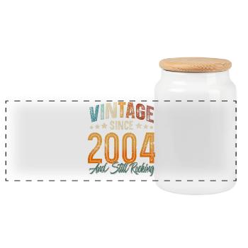 2004 Geburtsjahr Geburtstag Baujahr Vintage - Panorama Keksdose mit Holzdeckel - Weiß - Vorne