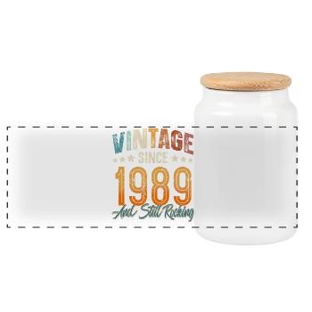 1989 Année de naissance Anniversaire Année de construction Millésime - Boîte à biscuits avec couvercle en bois - blanc - Devant