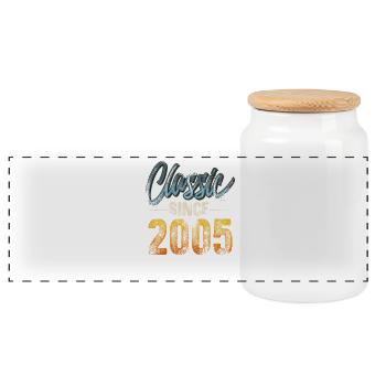 2005 Année de naissance Anniversaire Année de construction Millésime - Boîte à biscuits avec couvercle en bois - blanc - Devant