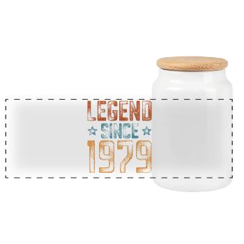 1979 Born Year of birth Birthday - Panoramic Cookie Jar with Wooden Lid - white - Front